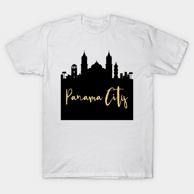 PANAMA CITY PANAMA DESIGNER SILHOUETTE SKYLINE ART T-Shirt by deificusArt